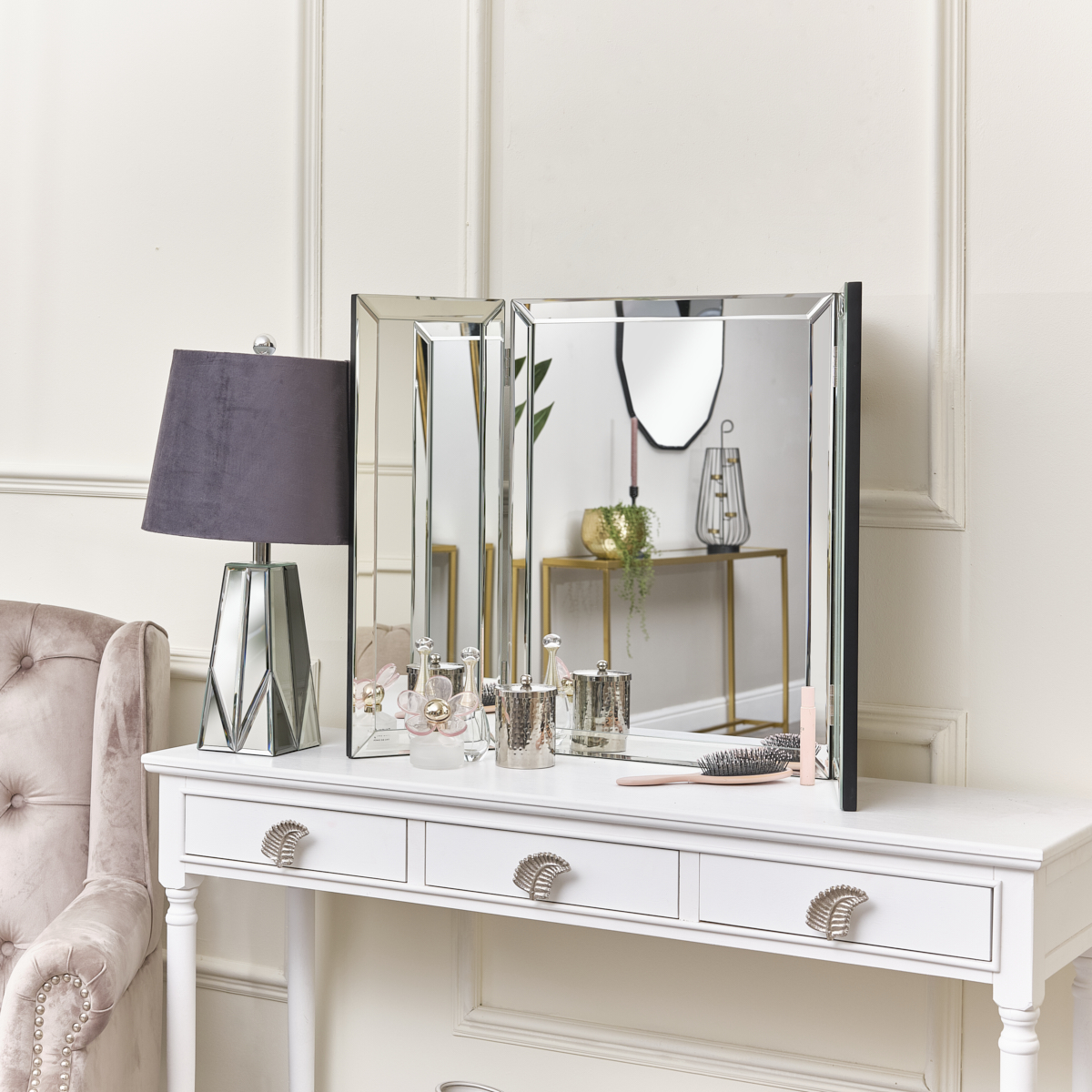 Mirrored Dressing Table Triple Mirror