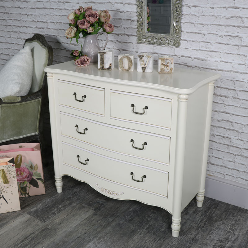 Ornate Cream 4 Drawer Chest of Drawers - Adelise Range EX-SHOWROOM ITEM 0037