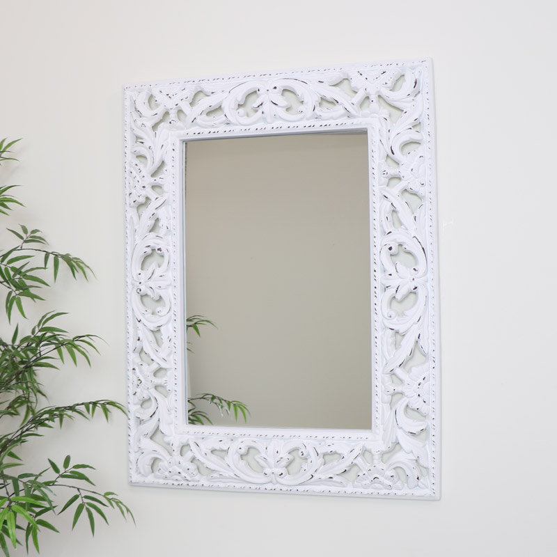 Ornate Carved White Wall Mirror 81cm X 106cm Ornate Carved White Wall Mirror 81cm X, White Wall Mirror For Bathroom