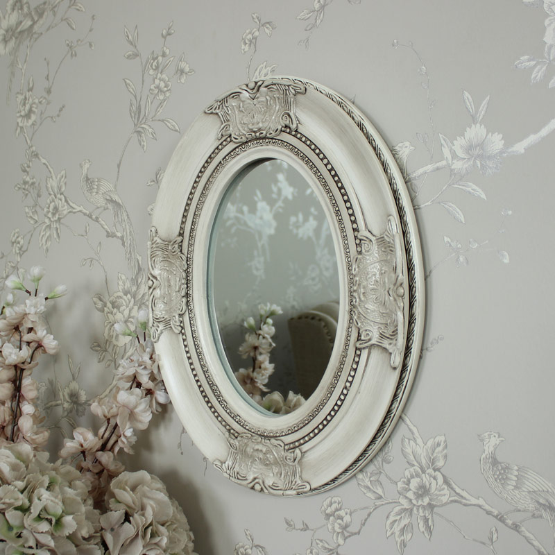 Ornate Cream Oval Wall Mirror