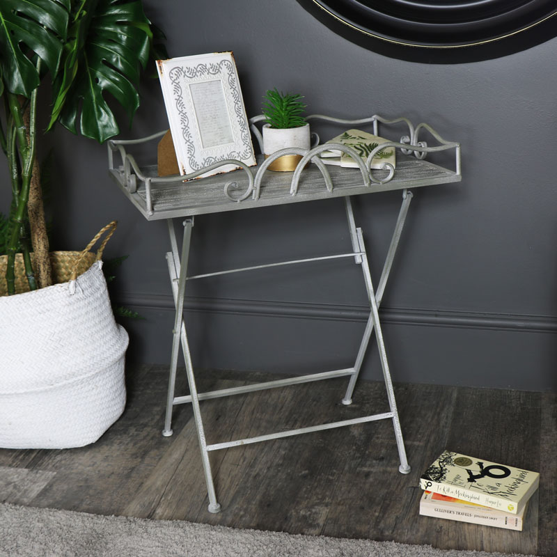 Ornate Grey Butler's Tray/Occasional Table