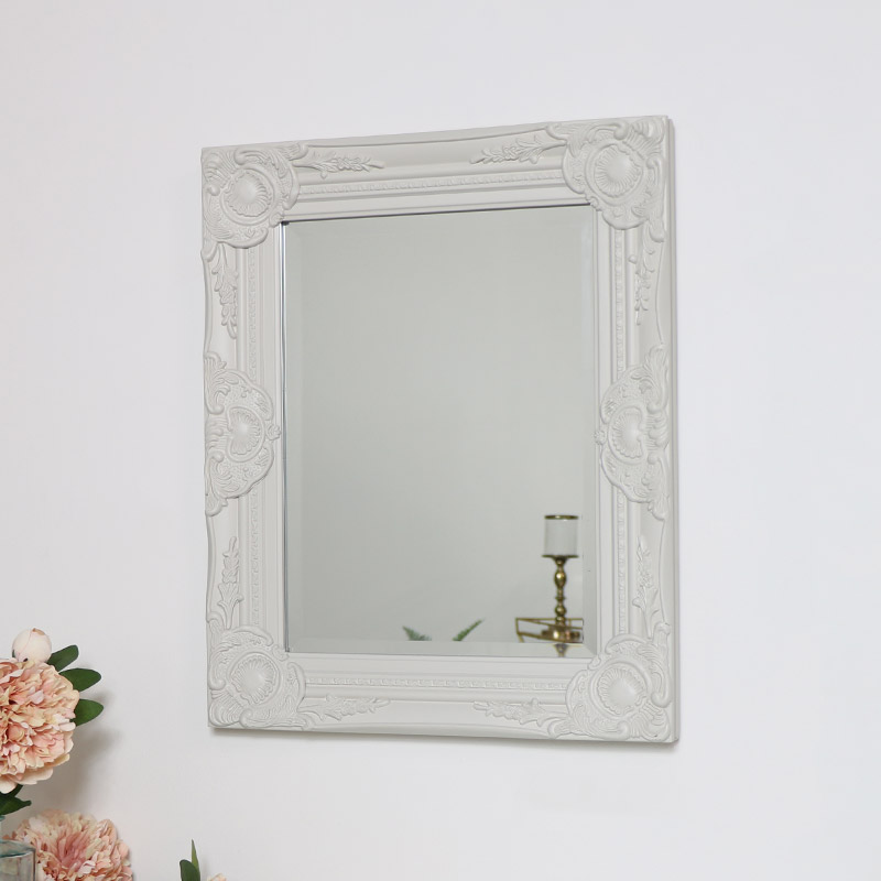 Ornate Taupe Wall Mirror with Bevelled Glass 52cm x 42cm