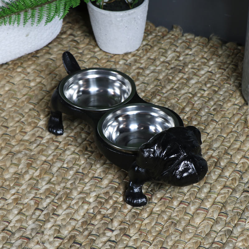 Pair of Dog Bowls in Ornate Stand