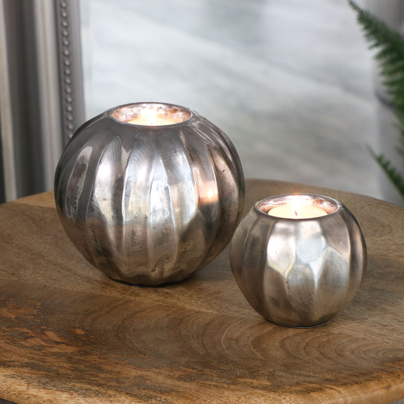 Metallic Silver Tealight Holders