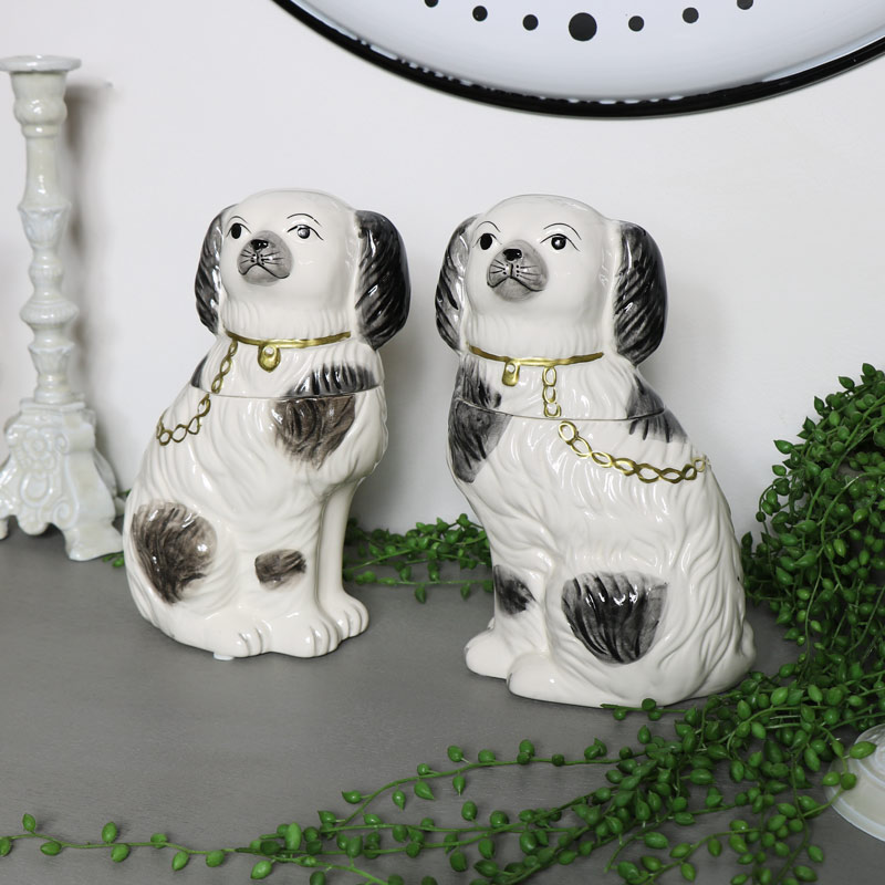 Pair of Staffordshire Dog Trinket Pots