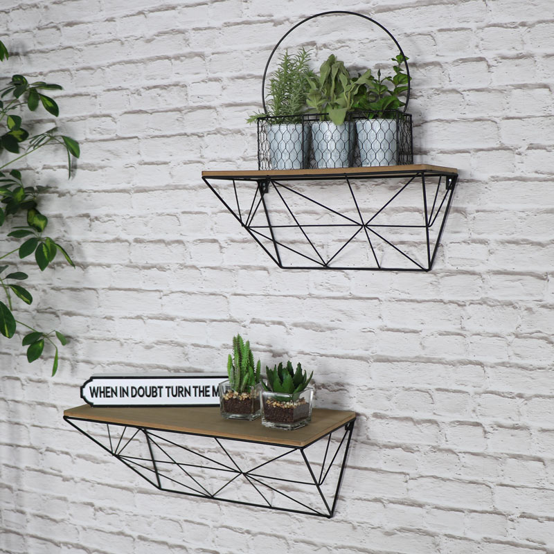 Pair of Vintage Retro Wall Mounted Shelves