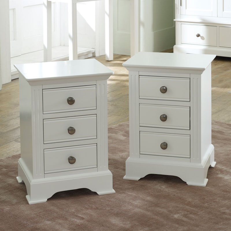 Details About Pair Of White Wooden Bedside Table Chest Nightstands Bedroom Furniture Storage