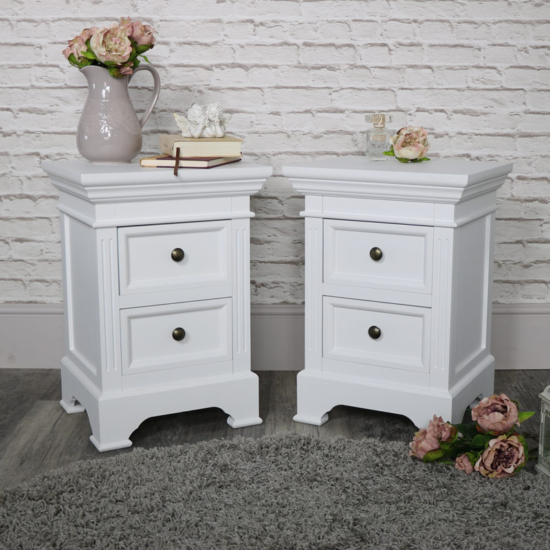 Pair of White Two Drawer Bedside Chest - Daventry White Range