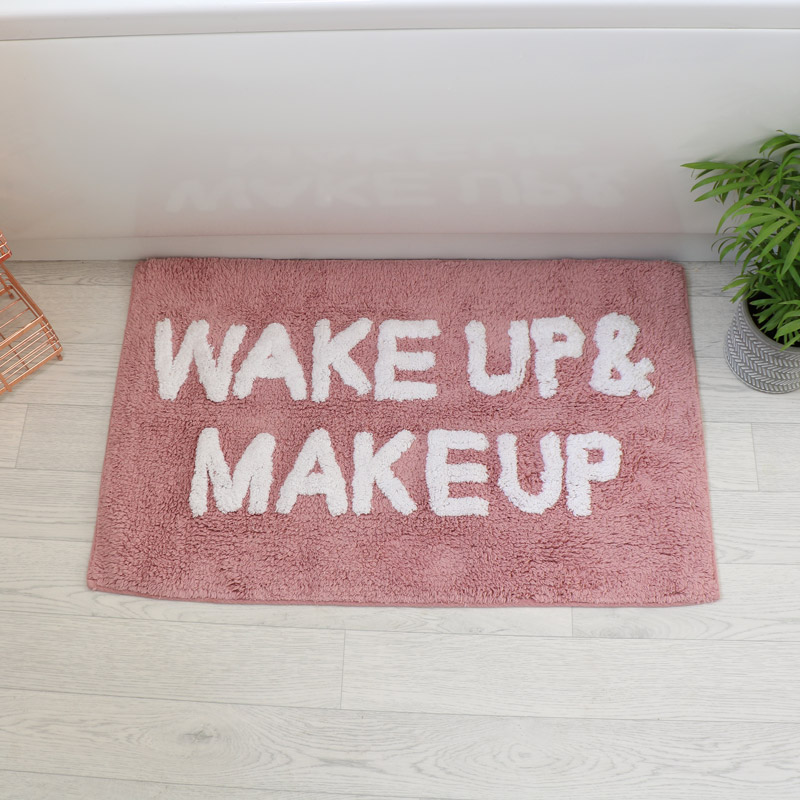 Pink Bath Mat - Wake Up & Make Up 