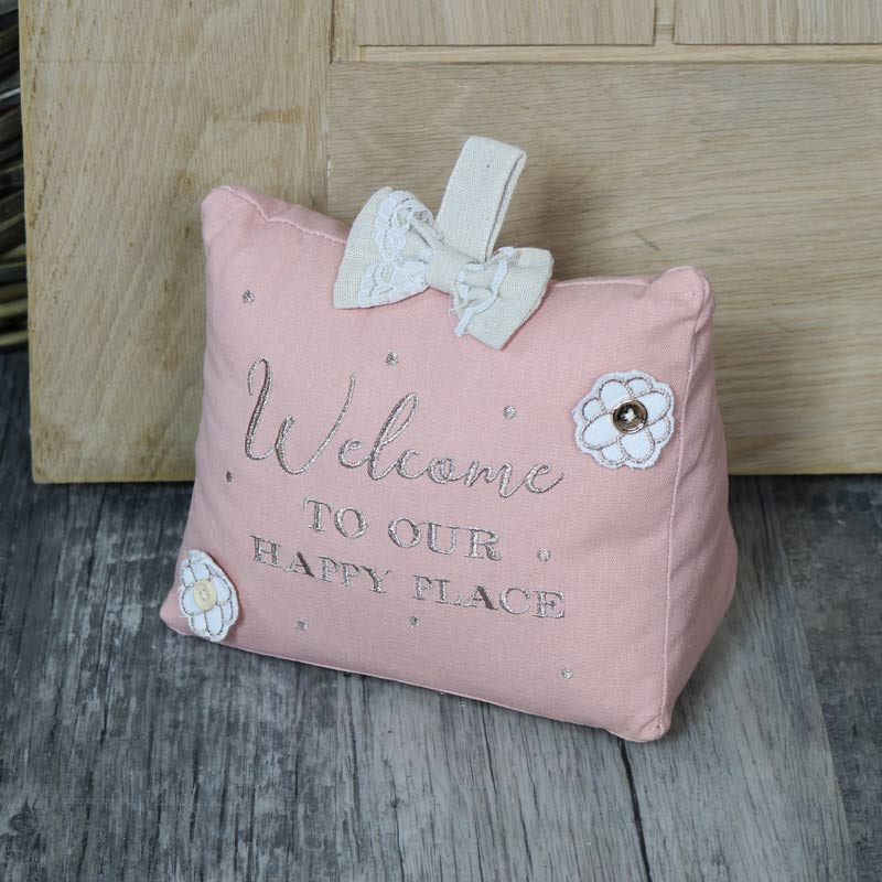 Pink Fabric 'Welcome' Doorstop