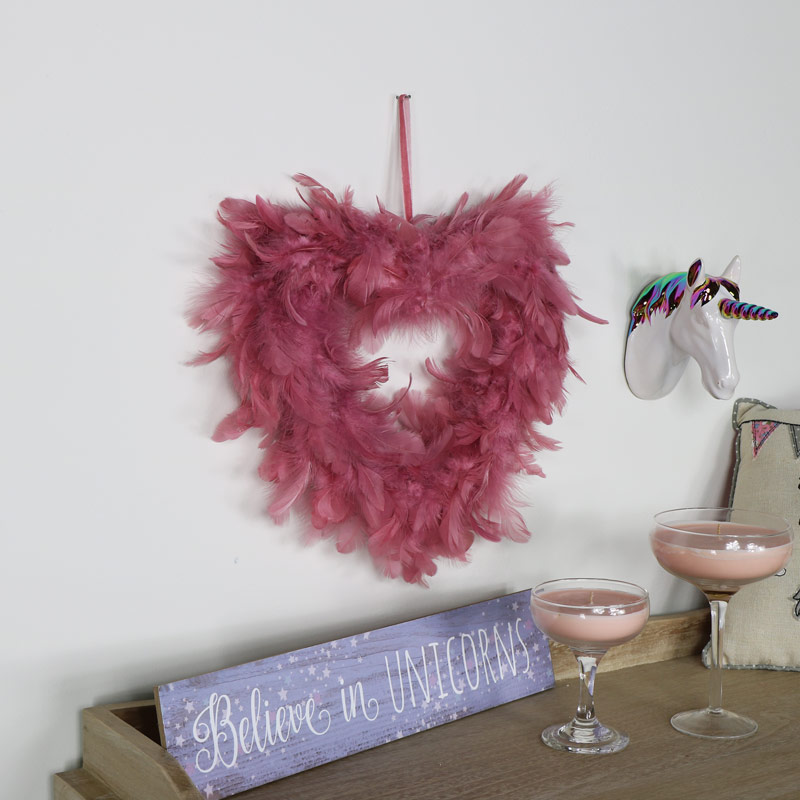 Pink Feather Wall Hanging Decoration