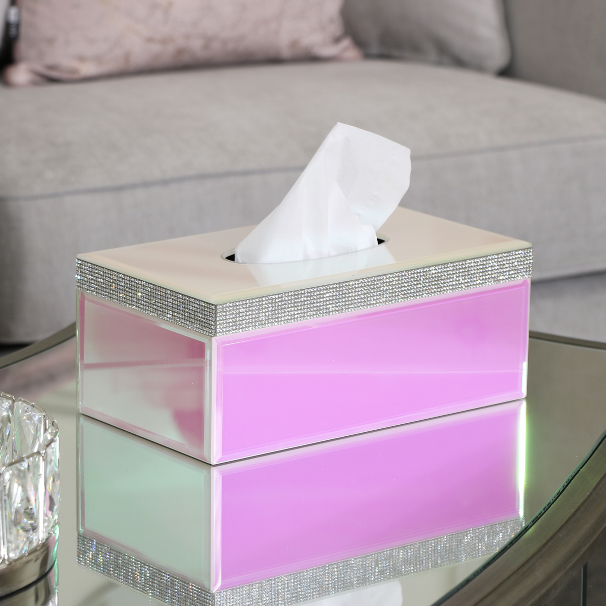 Pink Glitz Diamante Tissue Box Holder
