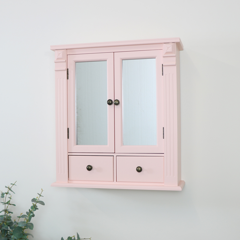 Pink Mirrored Bathroom Wall Cabinet, Shabby Chic Wall Cabinets For The Bathroom