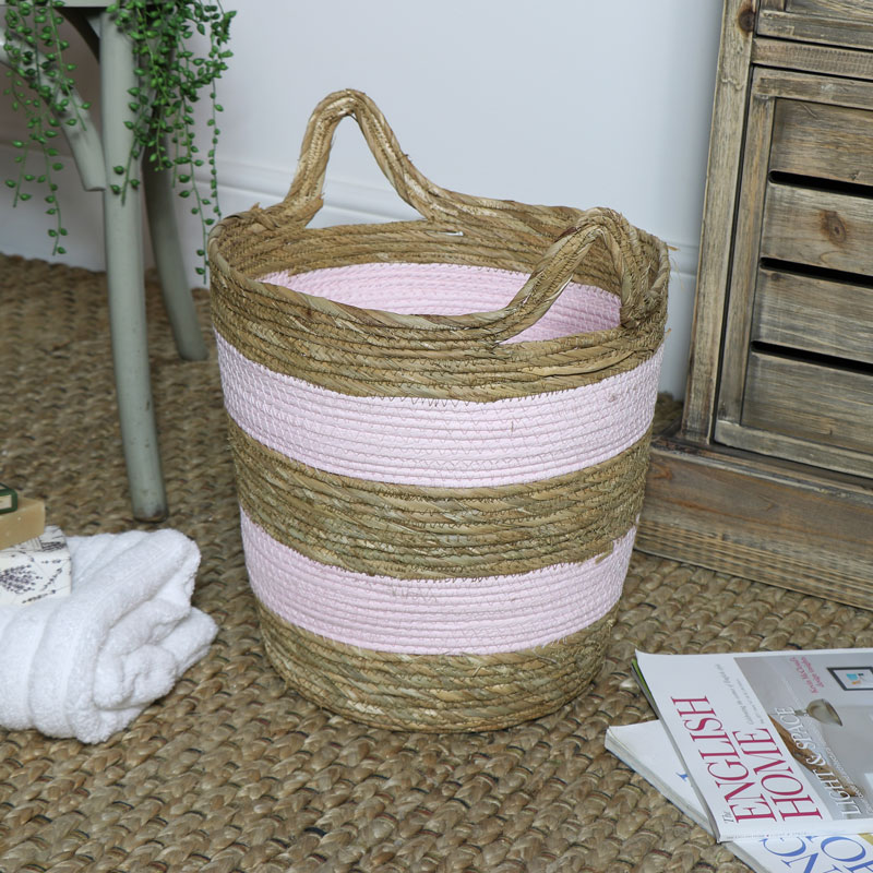 Pink Seagrass Basket - Large