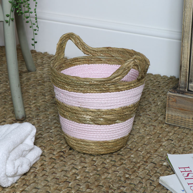 Pink Seagrass Basket - Small
