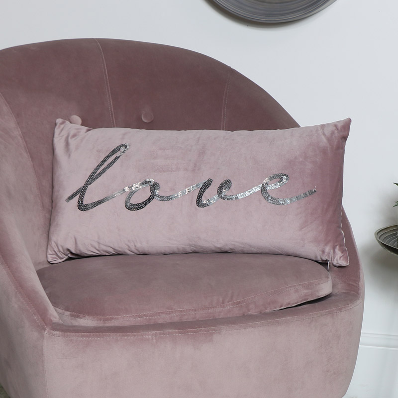 Pink Velvet Sequin Cushion