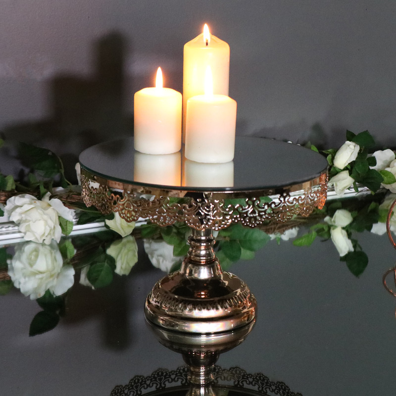 Polished Copper Mirrored Cake Stand