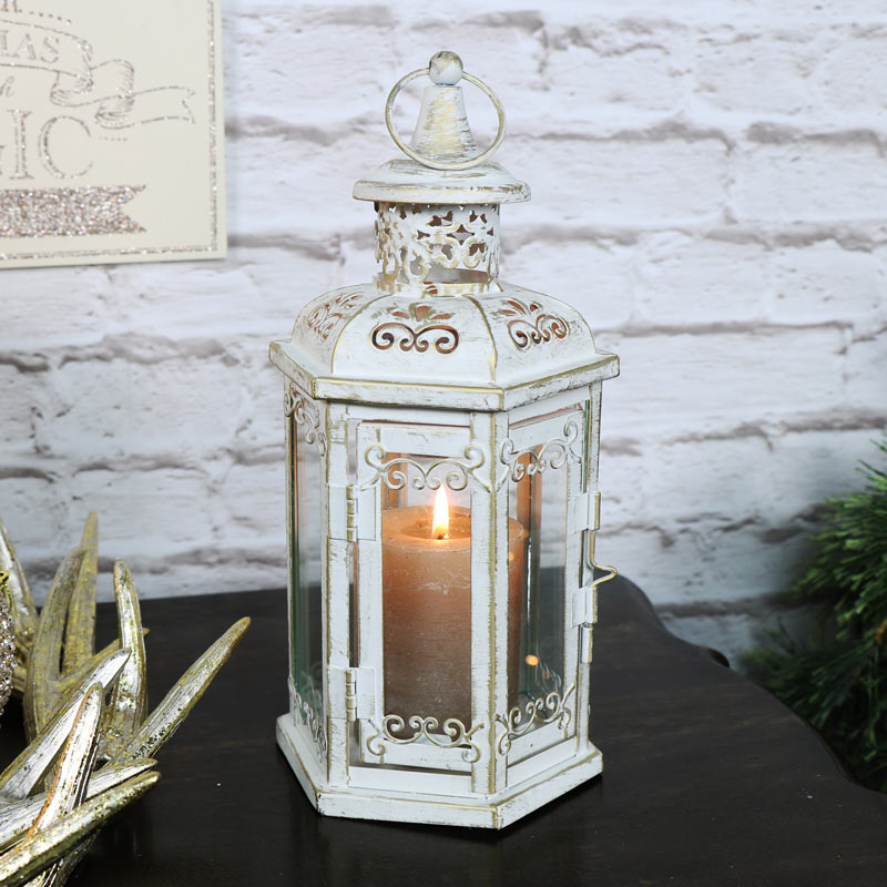 Pretty Antique White Candle Lantern