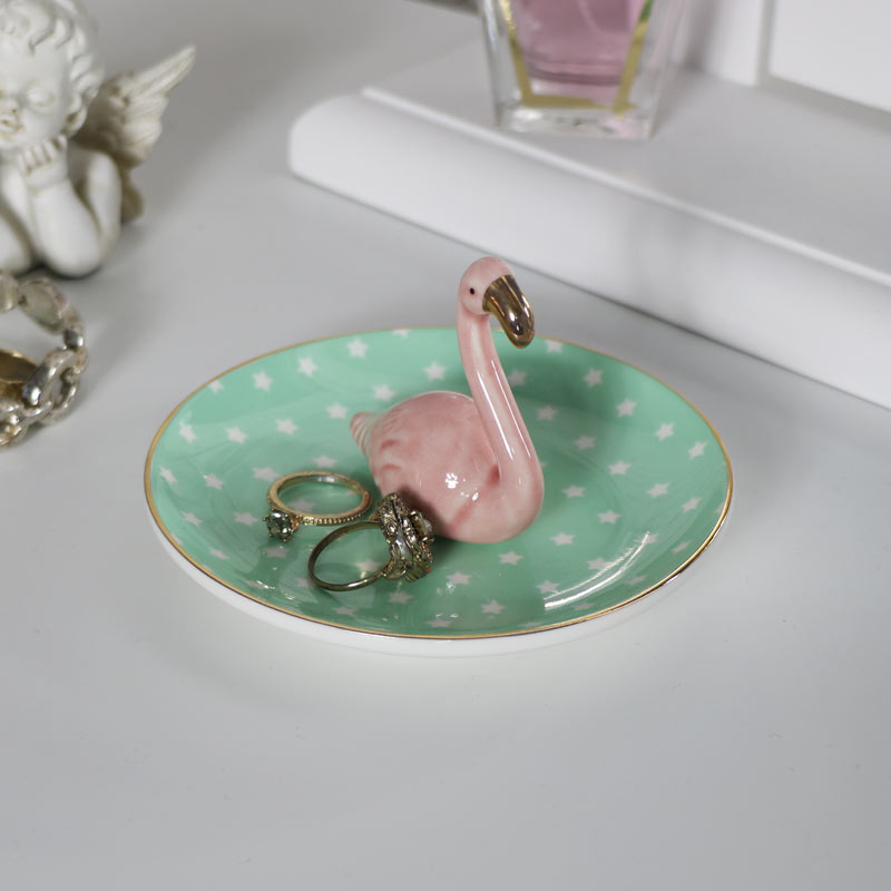 Pretty Pink Ceramic Flamingo Ring/Trinket Dish