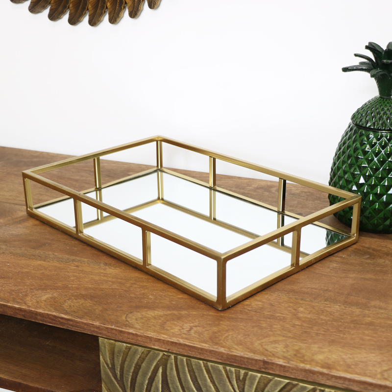 Rectangle Gold Mirrored Tray Rectangle Gold Mirrored Tray, Rectangle Gold Mirror Tray