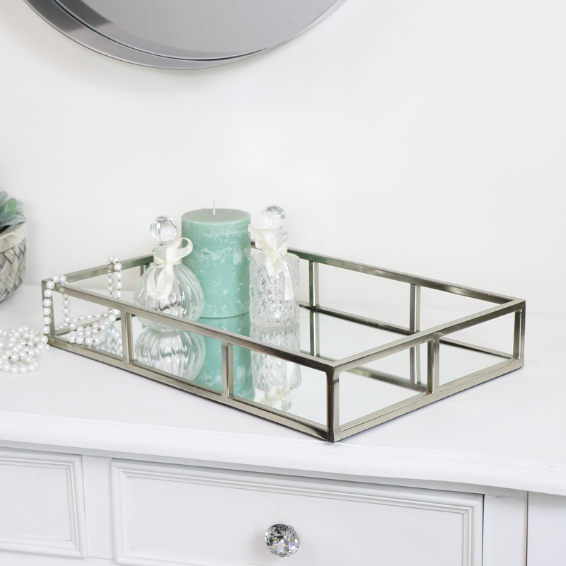 Rectangle Silver Mirrored Tray Rectangle Silver Mirrored Tray, Rectangle Silver Mirror Tray