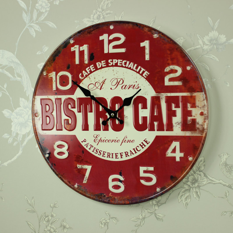 Retro Metal Bistro Cafe Wall Clock