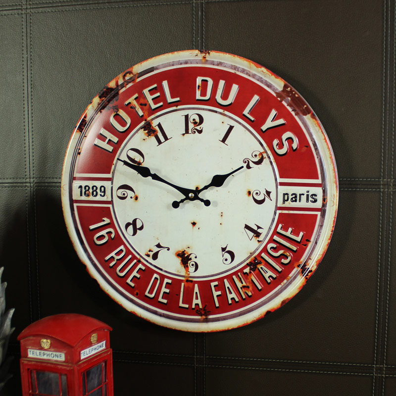 Retro Metal Hotel Wall Clock