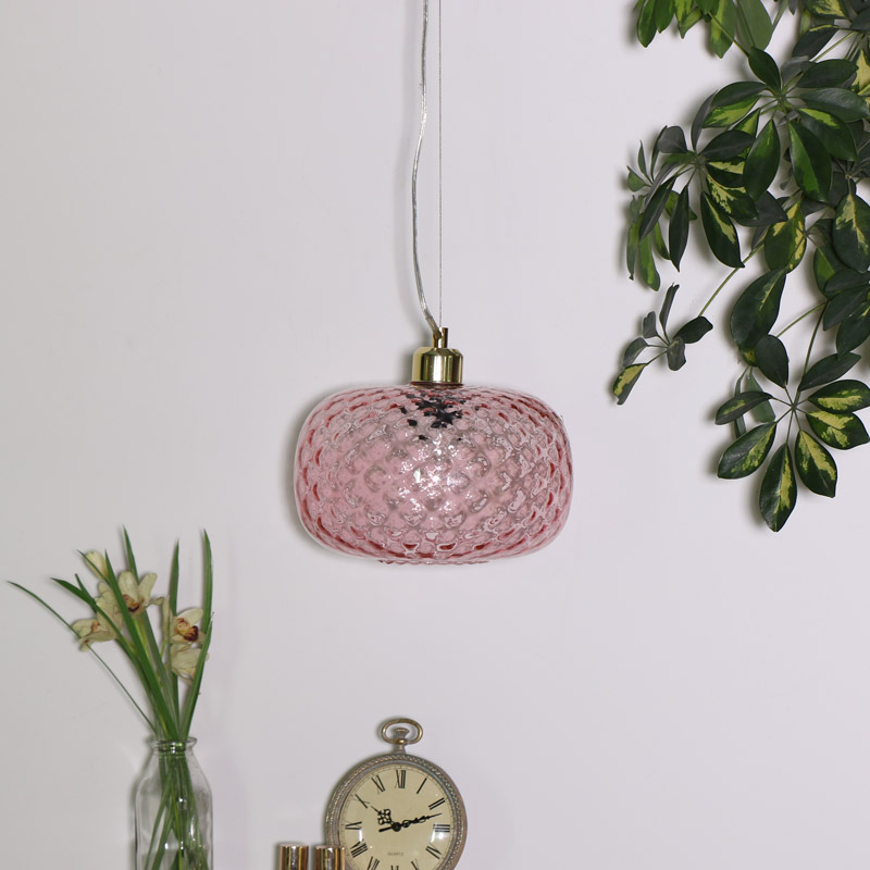 Rose Glass Oval Pendant Light 