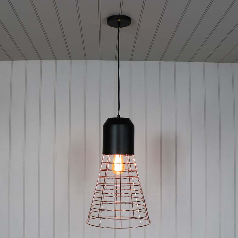 Black and Copper Wire Industrial Style Pendant Light