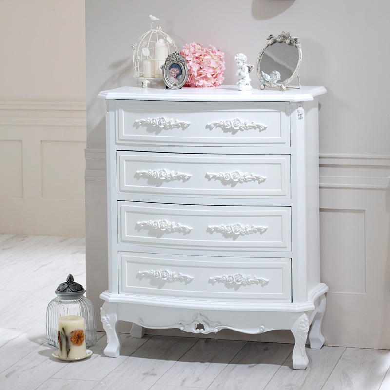 White 4 Drawer Chest - Rose Range DAMAGED SECOND 2015
