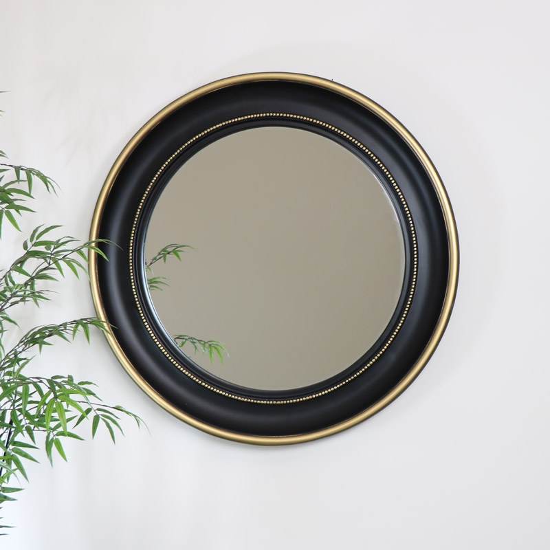 Round Black Gold Wall Mirror 90cm X, Black And Gold Round Wall Mirror