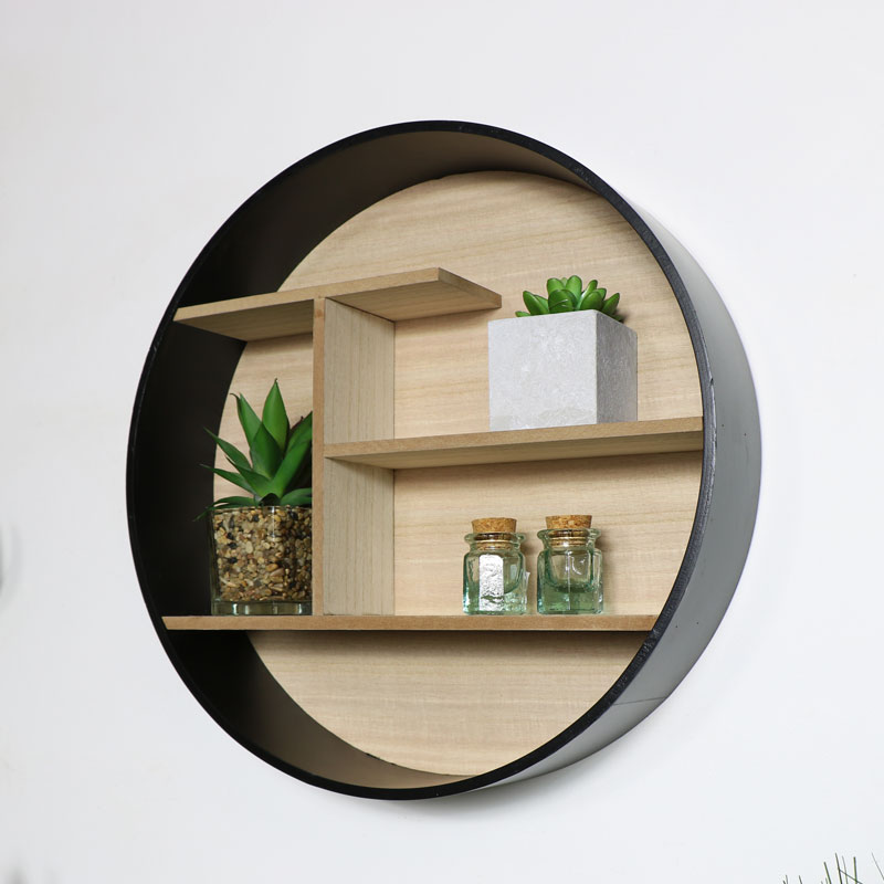 Round Black Wooden Shelf Unit, Wooden Wall Shelf Unit Uk