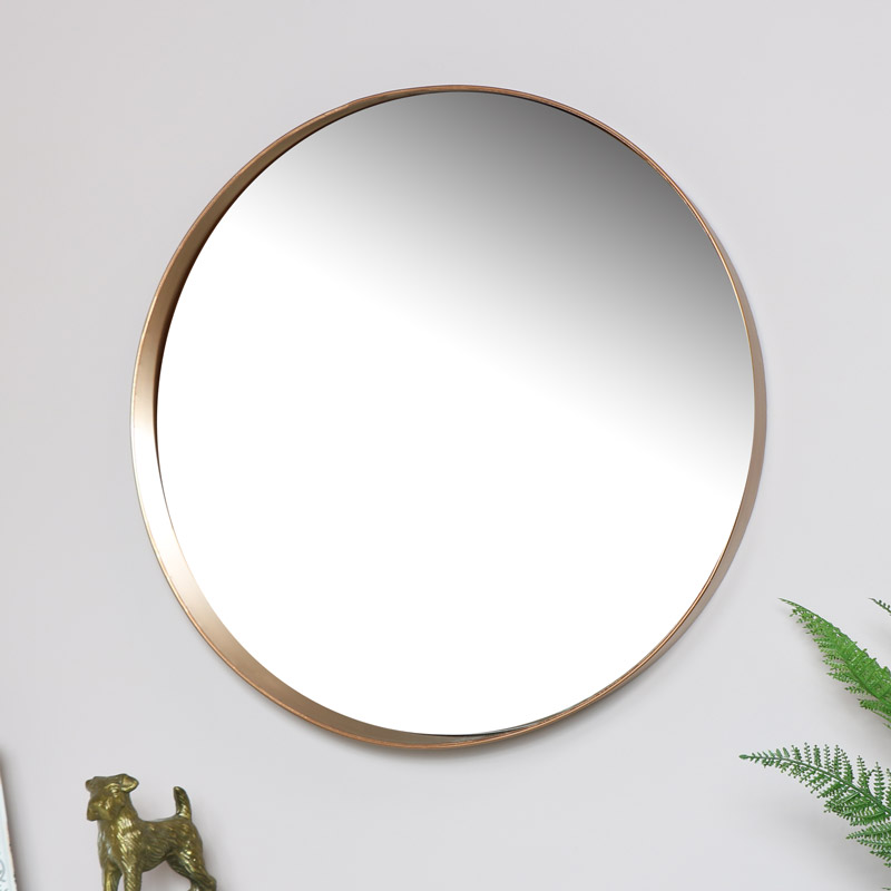 Round Copper Wall Mirror 60cm X, Copper Round Mirror 60cm