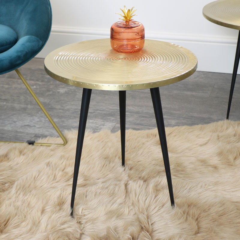 Round Gold & Black Side Table