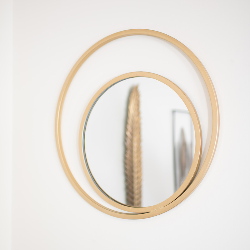 Round Gold Double Frame Mirror 48cm x 48cm