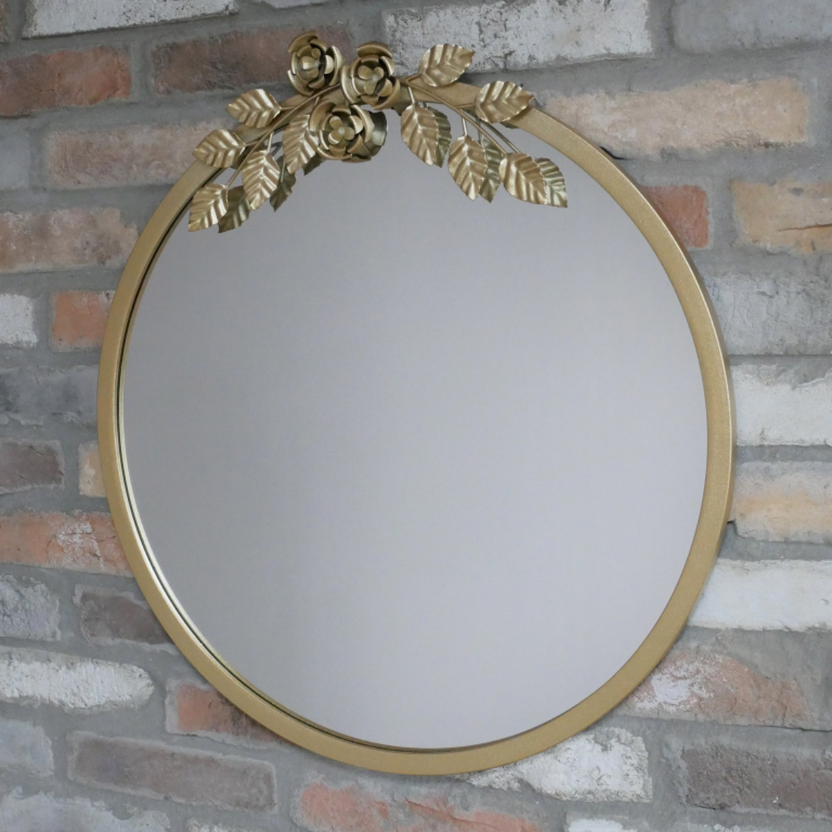 Round Gold Floral Wall Mirror 65cm x 61cm