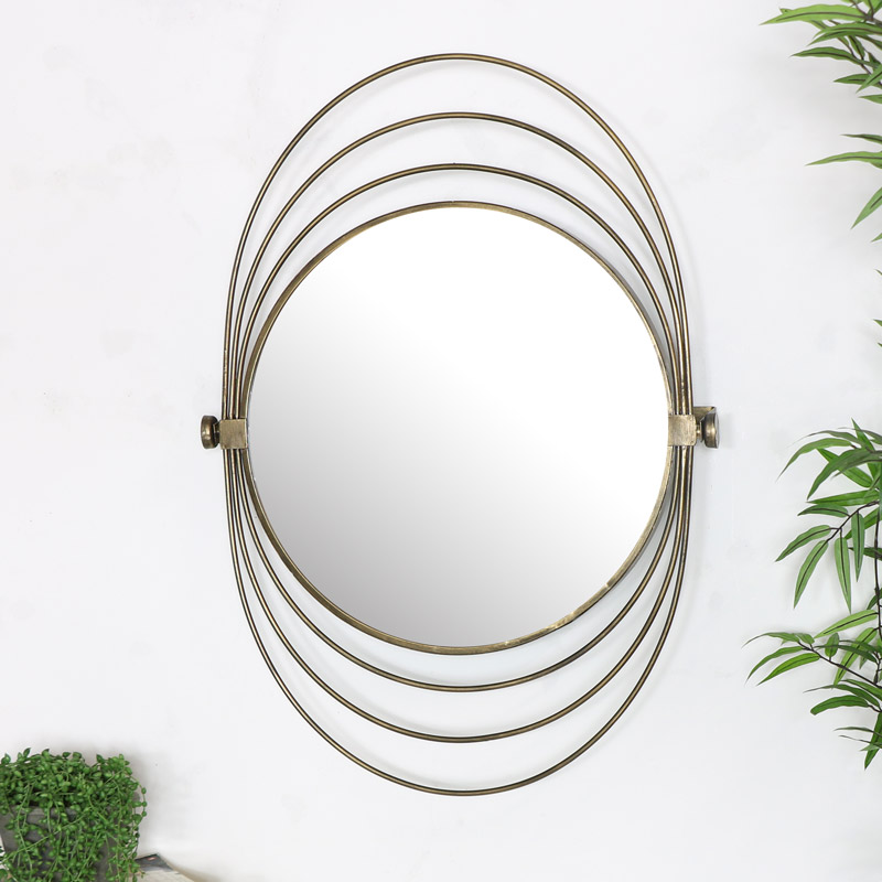 Round Gold Swivel Wall Mirror
