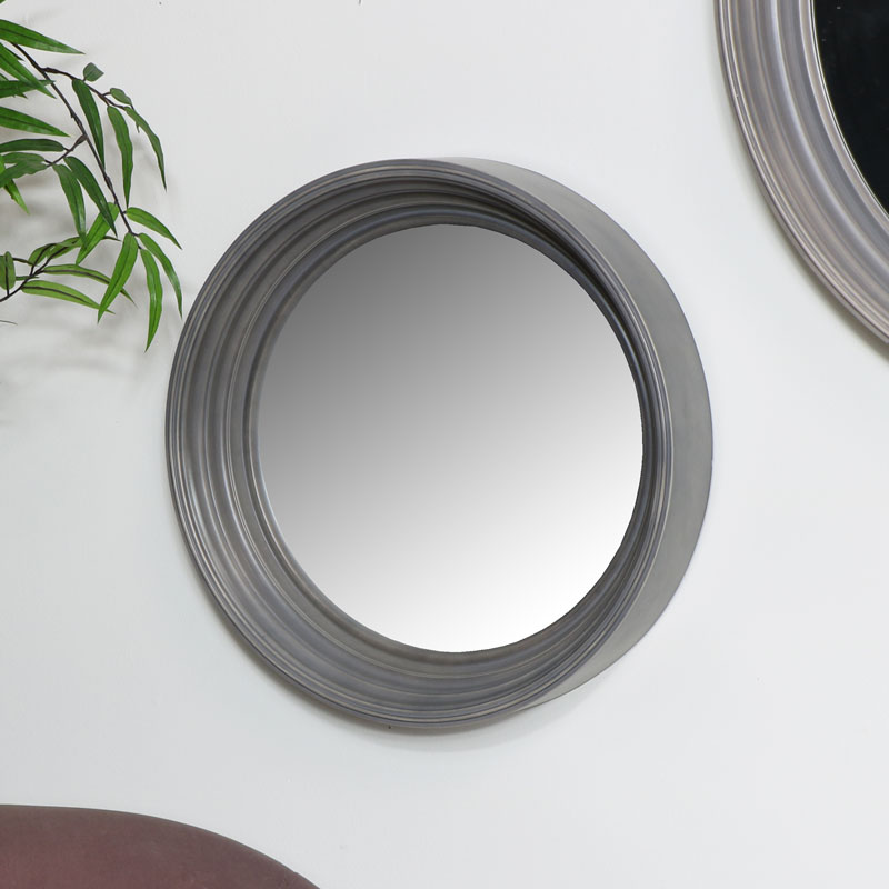 Round Grey Wall Mirror 40cm x 40cm