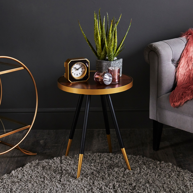 Round Parquet Style Side Table