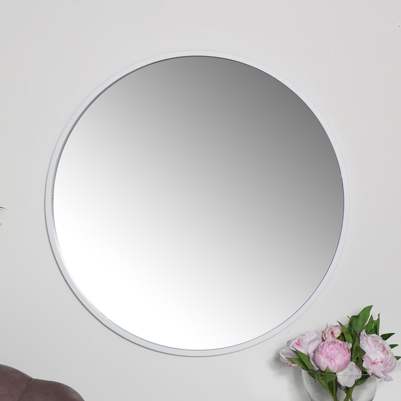 Round White Wall Mirror 80cm X, Rose Gold Round Mirror 80cm