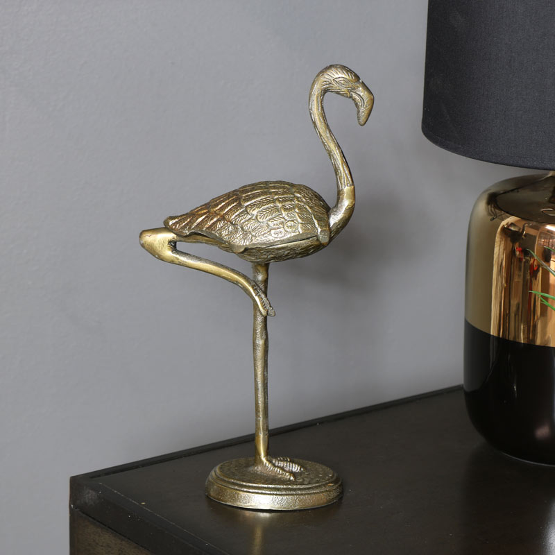 Rustic Bronzed Flamingo Trinket Box