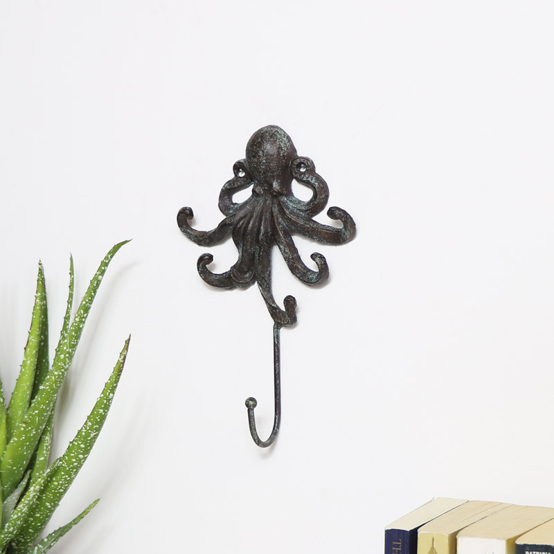 Rustic Brown Octopus Wall Hook