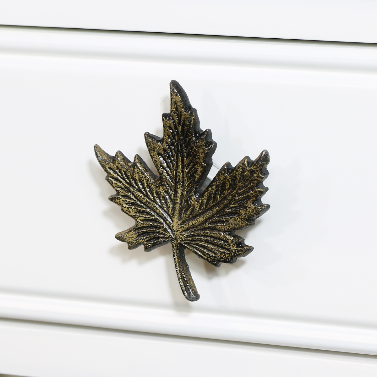Rustic Gold Maple Leaf Drawer Knob