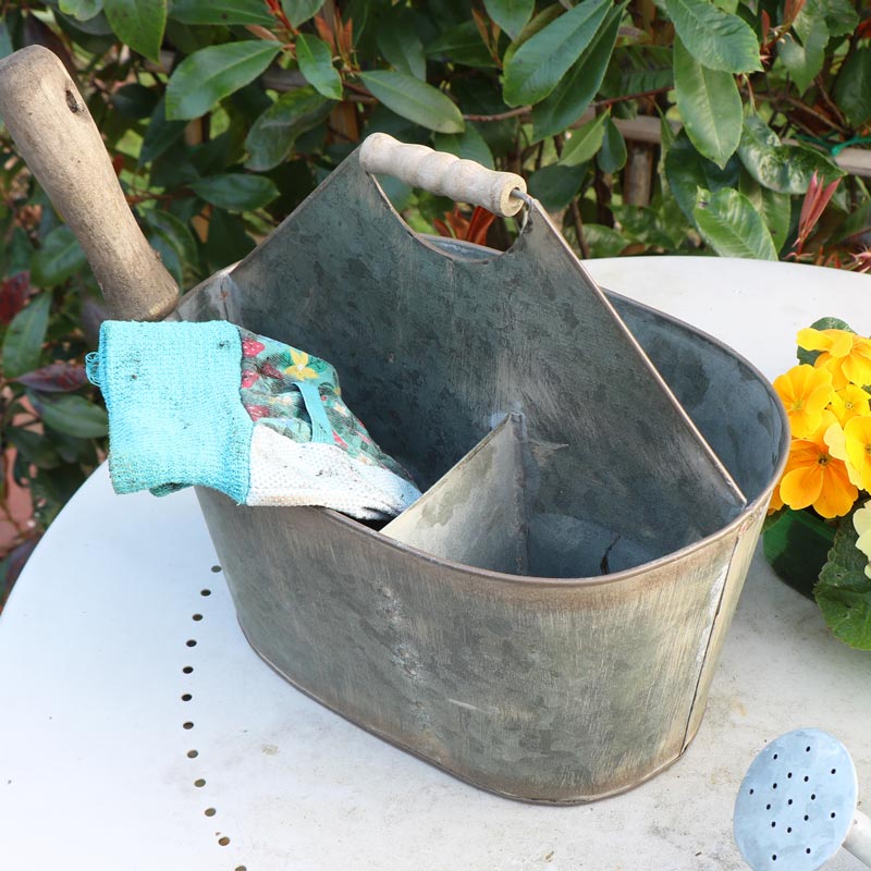 Rustic Grey Metal Garden Carrier