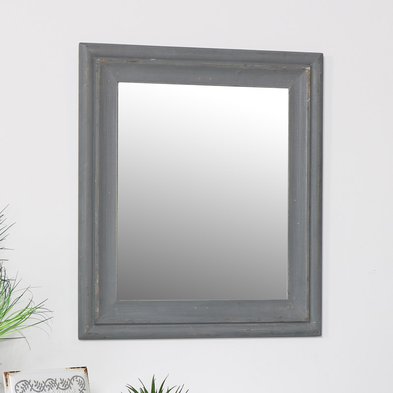 Grey Rectangle Wall Room Mirror Rustic Hallway Grey Hallway Aged