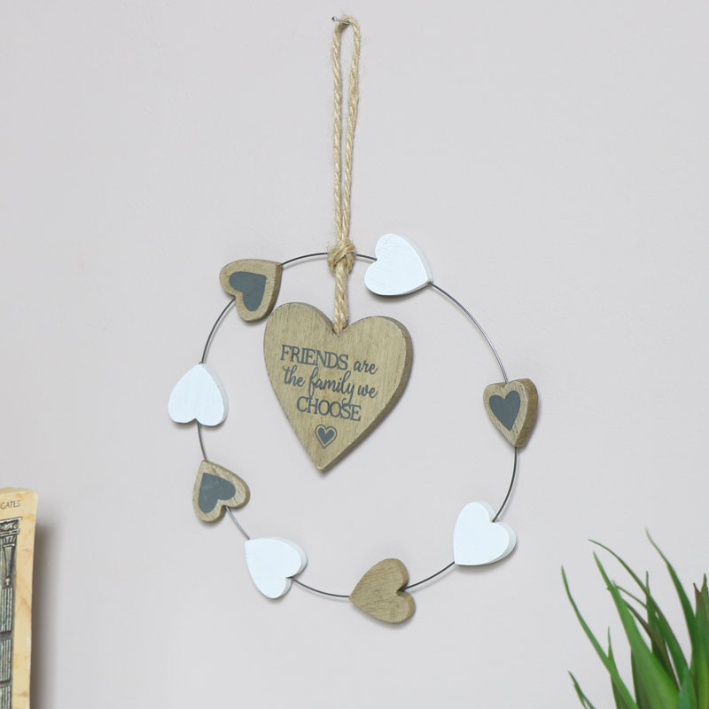 Rustic Hanging Heart Friend Plaque