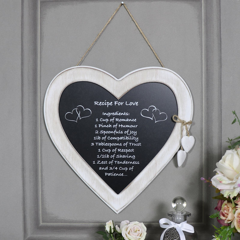 Rustic Hanging Heart Plaque "Recipe for Love"