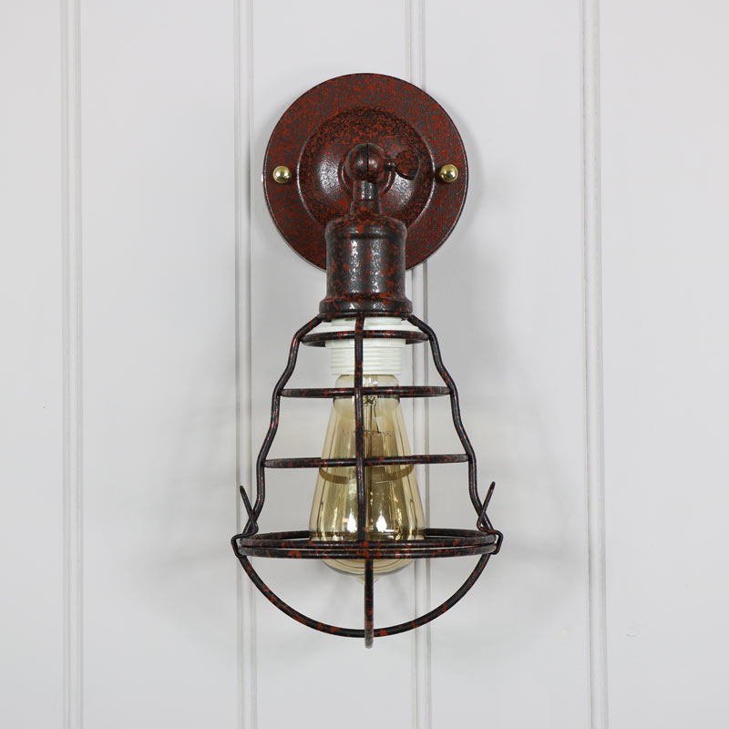 Rustic Industrial Cage Metal Wall Light