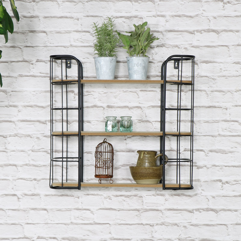 Industrial Rustic Wall Mounted Shelving, Wall Mounted Wooden Shelving Units