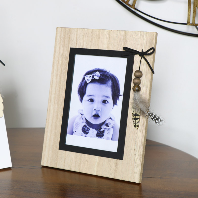 Rustic Photo Frame with Feather Detail